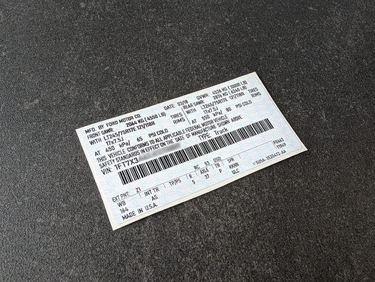 Custom Vehicle vin label stickers