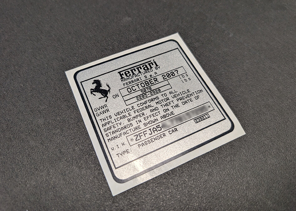 Custom Vehicle vin label stickers