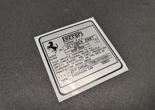 Custom Vehicle vin label stickers